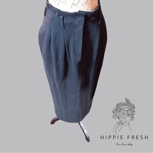 Norma Kamali Black Trouser Style High Waisted Pencil Skirt S4